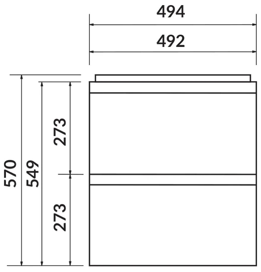 Dulap pentru lavoar, 57x49x40cm, 2 sertare, alb Alb, 494x397x570mm