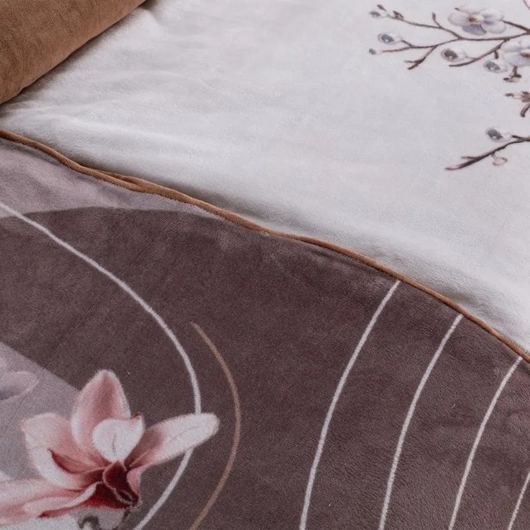 decoDoma Lenjerie de pat din micropluș ELEGANȚĂ DE MAGNOLIE