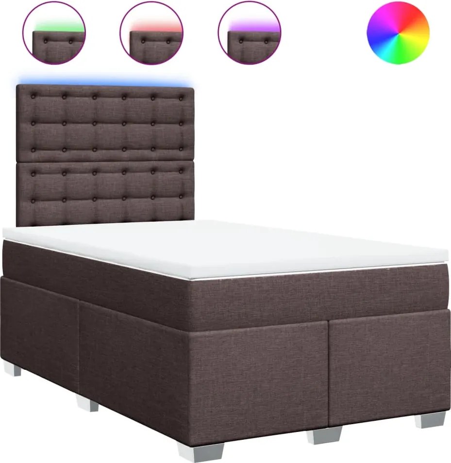 vidaXL Pat box spring cu saltea, maro închis, 120x190 cm, textil