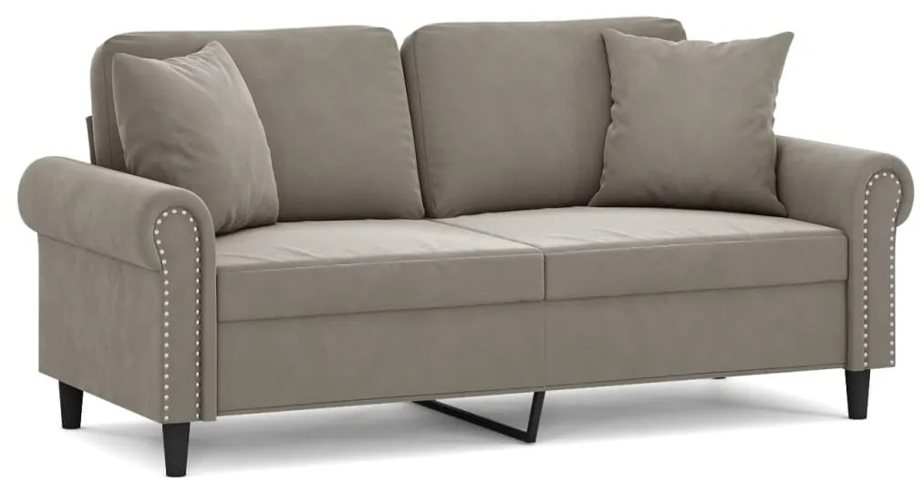 3153205 vidaXL Canapea cu 2 locuri cu perne&pernuțe gri deschis 140 cm catifea