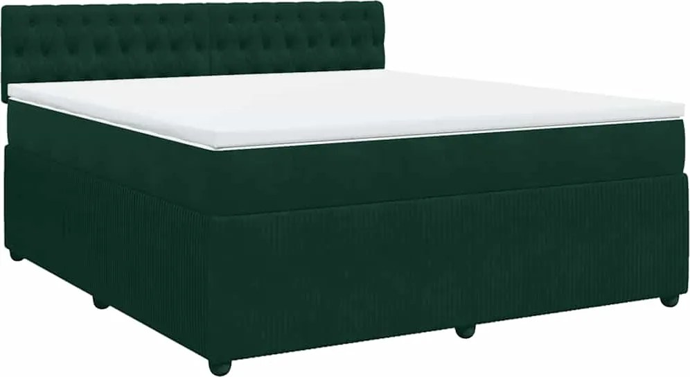 vidaXL Pat box spring cu saltea, verde închis, 180x200 cm, catifea