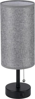 Brilagi - Lampă de masă cu port USB TABLON 1xE27/25W/230V negru/gri