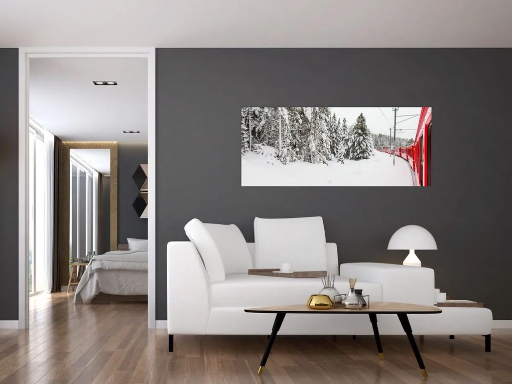 Tablou - Tren într-un peisaj înzăpezit (120x50 cm)