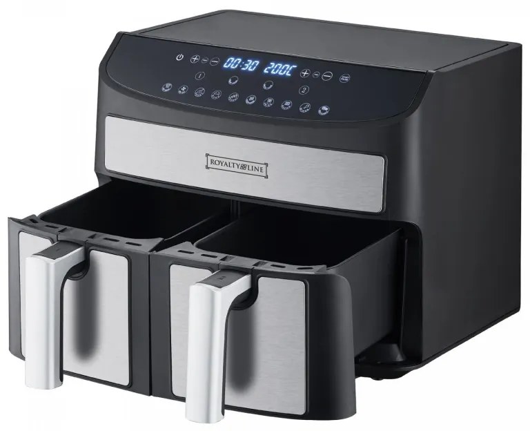 Friteuza cu aer cald Royalty Line RL-AF5409 2400W, 8 l, 2 cosuri, 10 programe, Timer, Auto shut-off, Negru