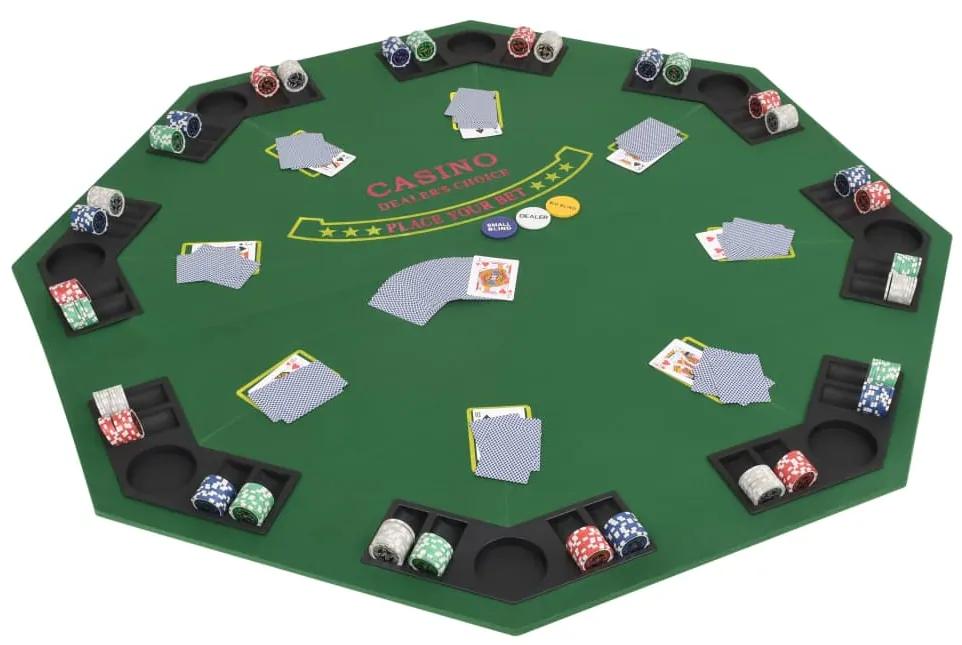80209 vidaXL Masă poker pliabilă în două părți, 8 jucători, octogonal Verde