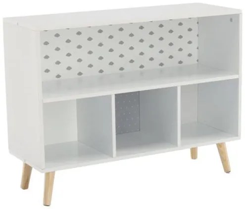 Biblioteca, MDF, 4 polite, model nori, alb-gri, 78x28x58 cm, Chomik