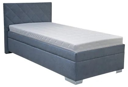 Pat tapițat LANA 90x200 cm cu spațiu de depozitare și saltea inclusă, albastru