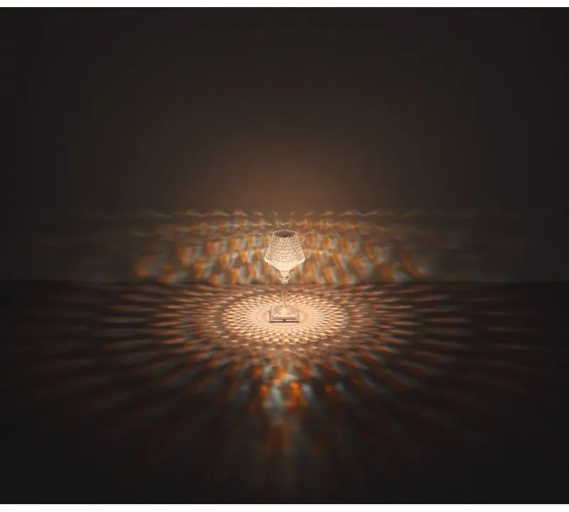 Lampa de masa cu baterii, plastic transparent cu efect de cristal Gixi alb