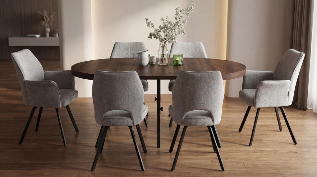 MAZZONI EXPORT TULIP Bej Închis (material textil UF980-03) - SCAUN MODERN TAPIȚAT CU COTIERE PENTRU SUFRAGERIE/LIVING/BIROU LOFT