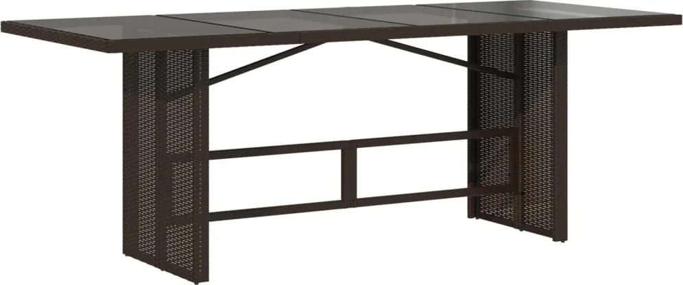 vidaXL Masă de grădină cu blat din sticlă maro 190x80x75 cm poliratan