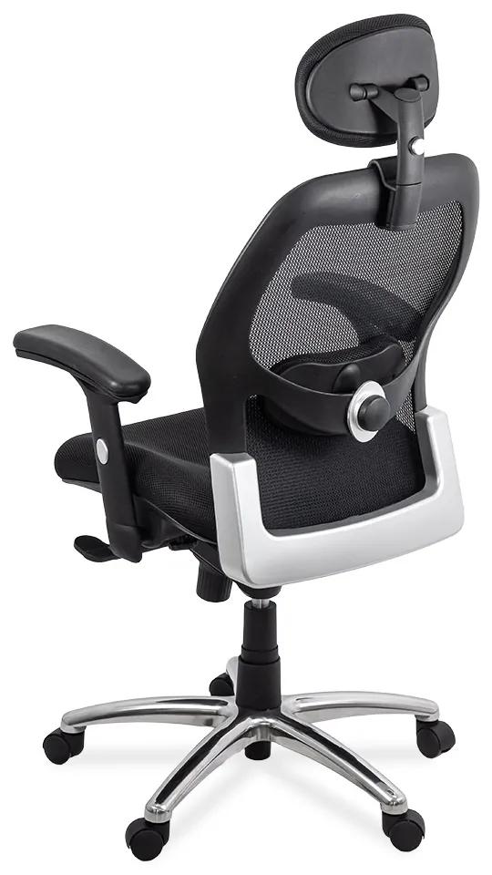 Scaun de birou ergonomic rezistent 150 kg cu suport lombar si cotiere reglabile SYYT 9513 negru