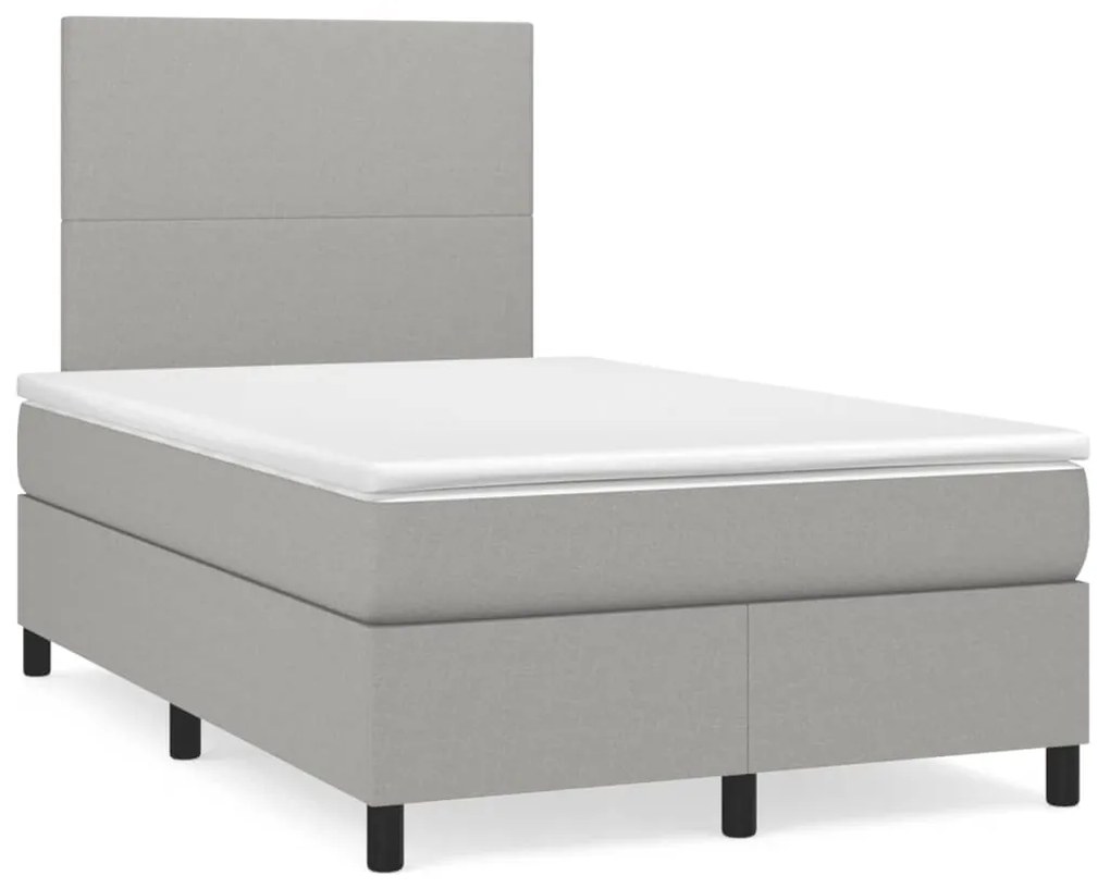 vidaXL Pat box spring cu saltea, gri deschis, 120x190 cm, textil