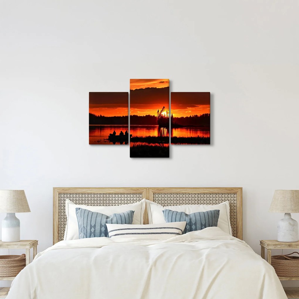 Tablou - Pescari pe lac (90x60 cm)