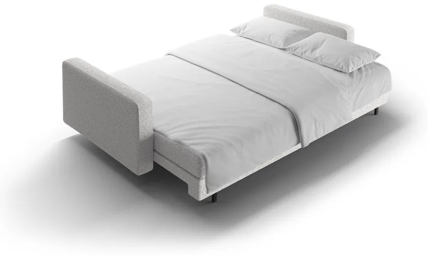 Canapea gri deschis extensibilă, cu spațiu de depozitare cu tapițerie din țesătură bouclé 222 cm Bali – Cosmopolitan Design