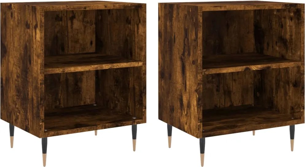 vidaXL Noptiere, 2 buc., stejar fumuriu, 40x30x50 cm, lemn compozit