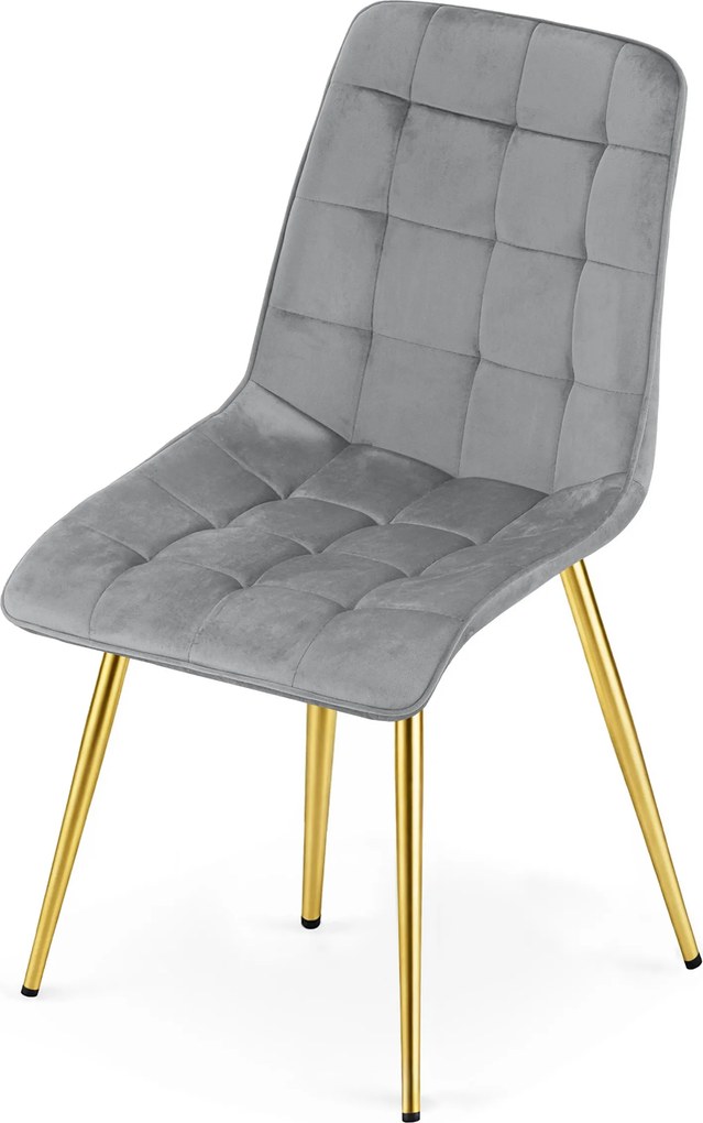 Scaun de dining SPLIT VELVET cu picioare aurii, gri deschis