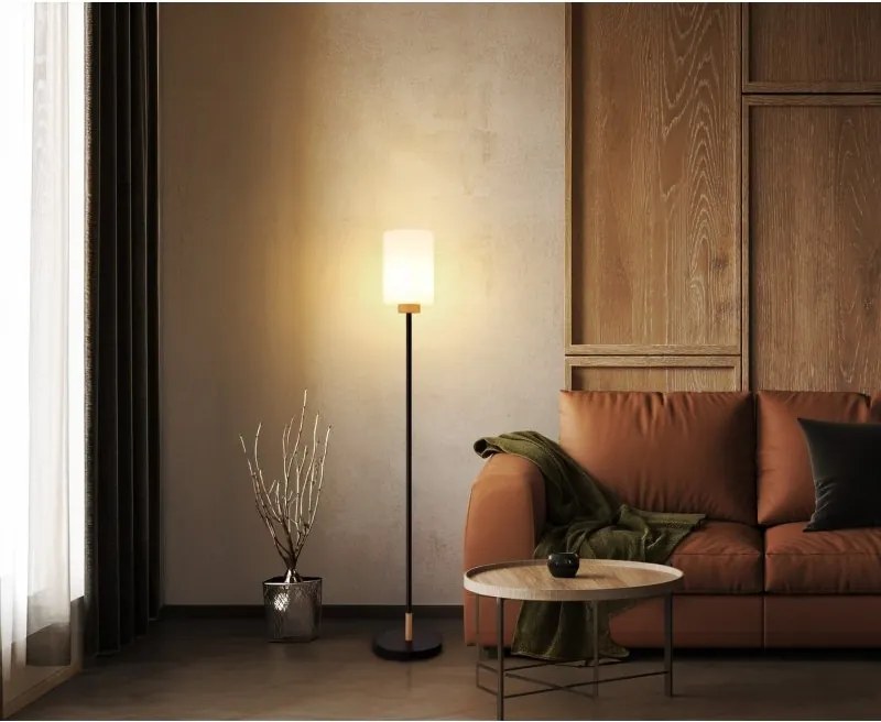Lampadar/ Lampa de podea metal si lemn ROWENA