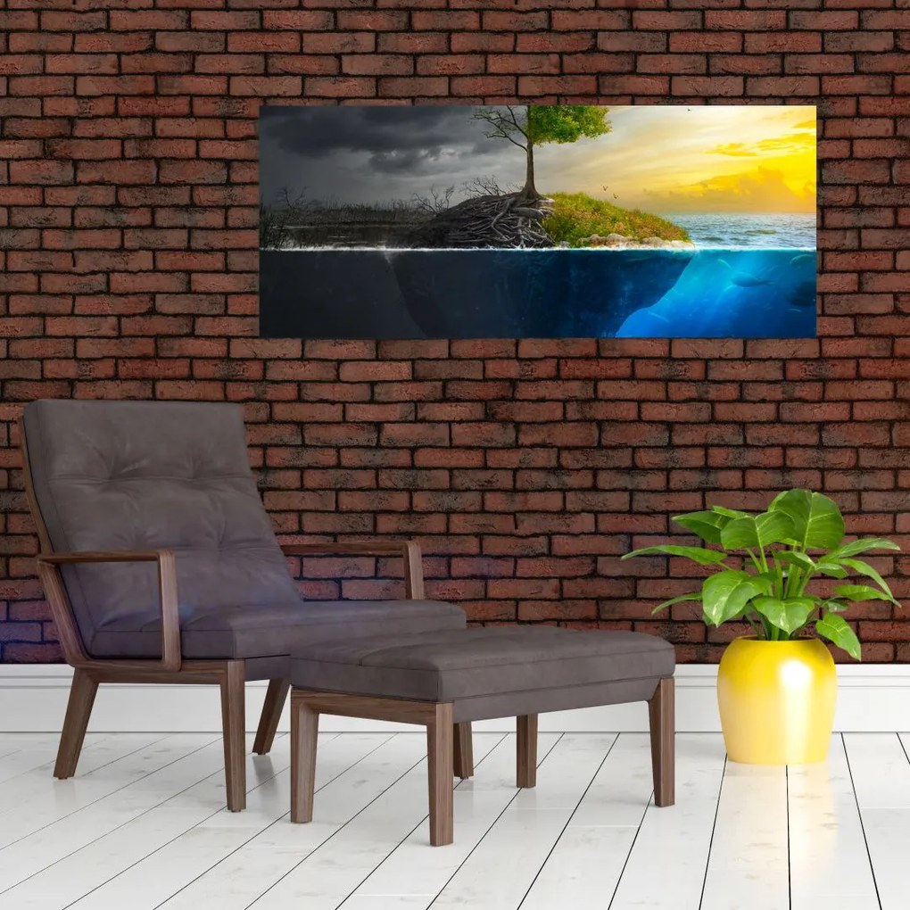 Tablou reprezentând două părți (120x50 cm)