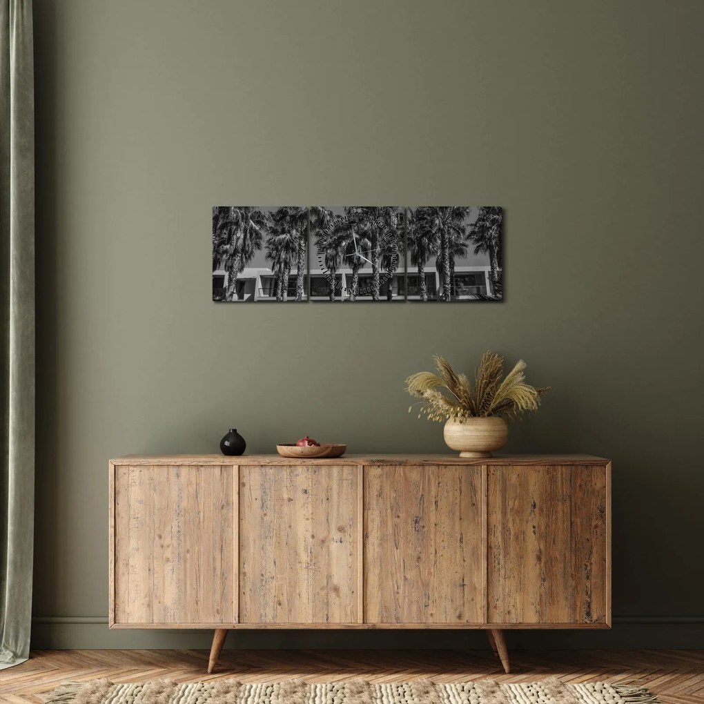 Tablou - Mașină roșie, retro (cu ceas) (90x30 cm)