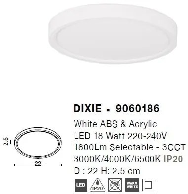Plafoniera LED design slim DIXIE 22cm