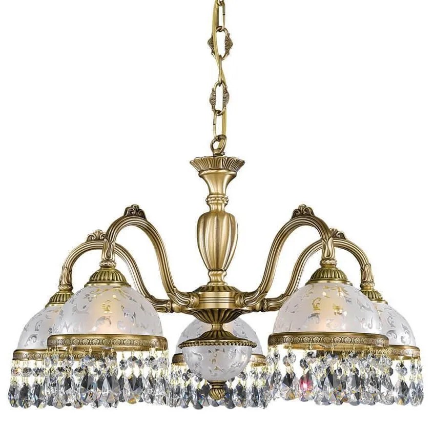Candelabru 5 brate design clasic realizat manual din alama si Cristal Scholer 6200