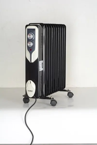 Calorifer electric Floria ZLN3666,Negru 2500 W, 11 elementi, 3 trepte de putere, Termostat reglabil, Protectie supra-incalzire, Indicator luminos,