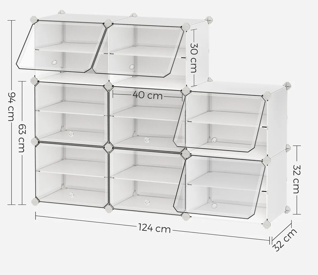Pantofar modular AGMO 83x125 cm, alb