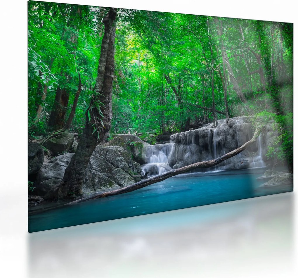 Tablou pe sticlă - Cascada Erawan, Kanchanaburi, Thailanda (70x50 cm)