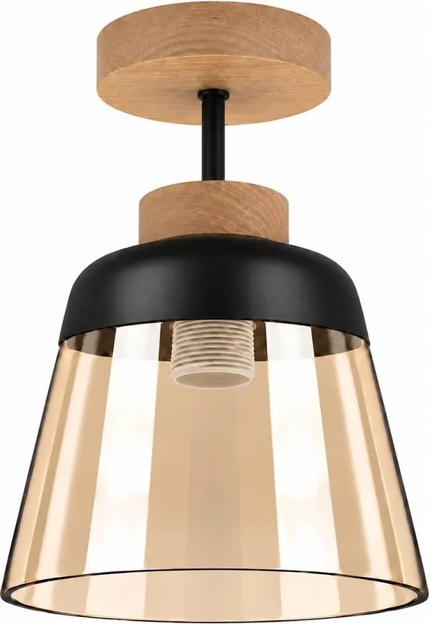 BRILAGI-LED Plafonieră aplicată R GLASS 1xE27/60W/230V Ø 15,5 cm stejar/bej fumuriu