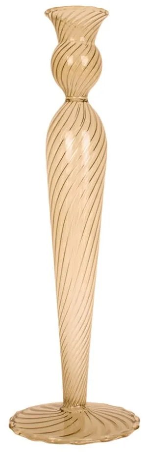 Sfeșnic din sticlă PT LIVING Swirl, înălțime 26,5 cm, maro deschis