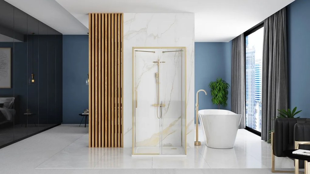 Cabina de dus de perete REA Rapid Slide 130 x 80 cm auriu periat