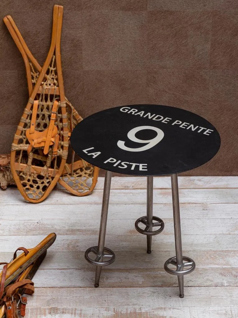 Măsuță laterală neagră din metal, Ø45 cm, "Grande Pente 9"