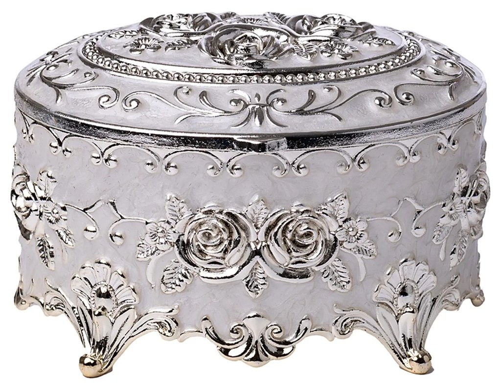 Caseta bijuterii sidefata BRIANNA, 9x6cm, Argintiu