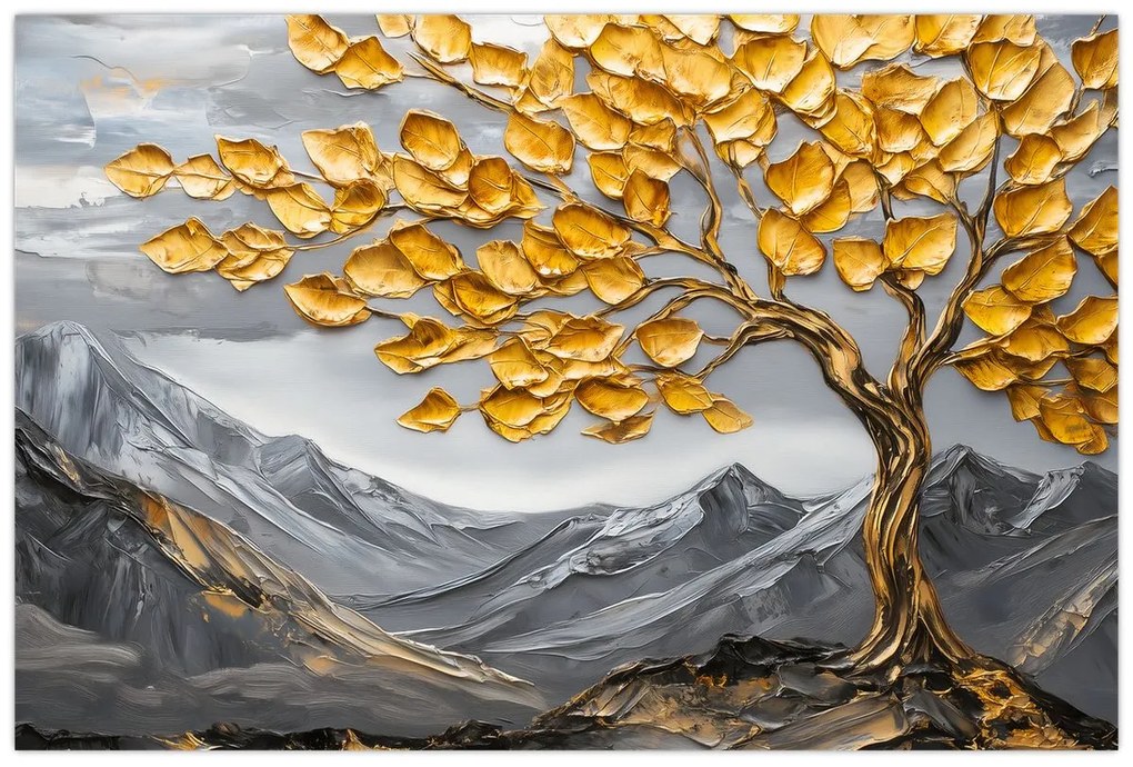 Tablou – Arbore cu frunze aurii (90x60 cm)