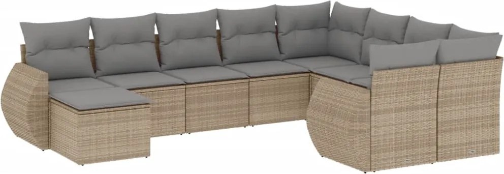 vidaXL Set canapele de grădină cu perne, 10 piese, bej, poliratan