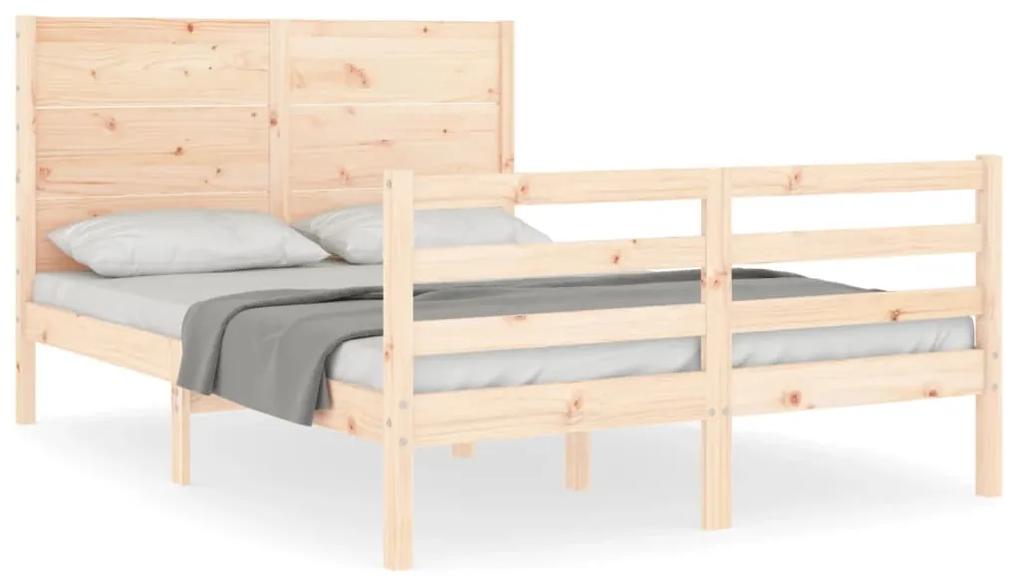 3194611 vidaXL Cadru de pat cu tăblie, dublu, lemn masiv
