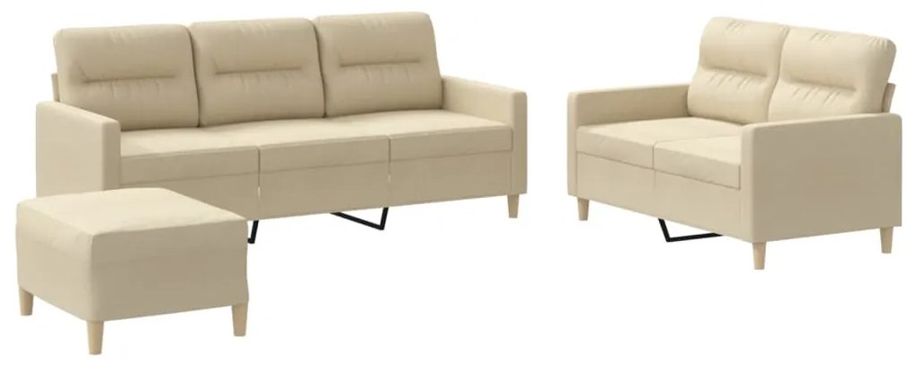 3201610 vidaXL Set de canapele cu perne, 3 piese, crem, textil