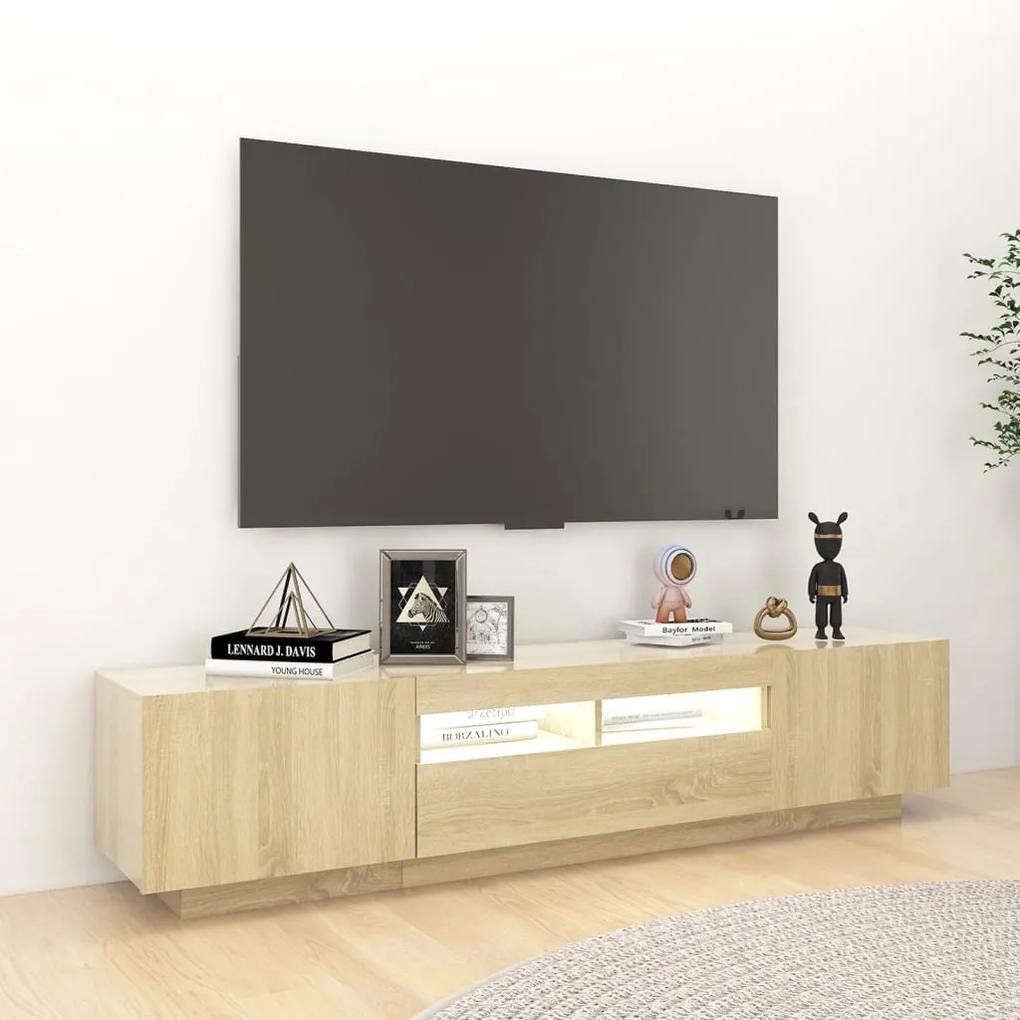 Comoda TV cu lumini LED, stejar sonoma, 180x35x40 cm 1, Stejar sonoma