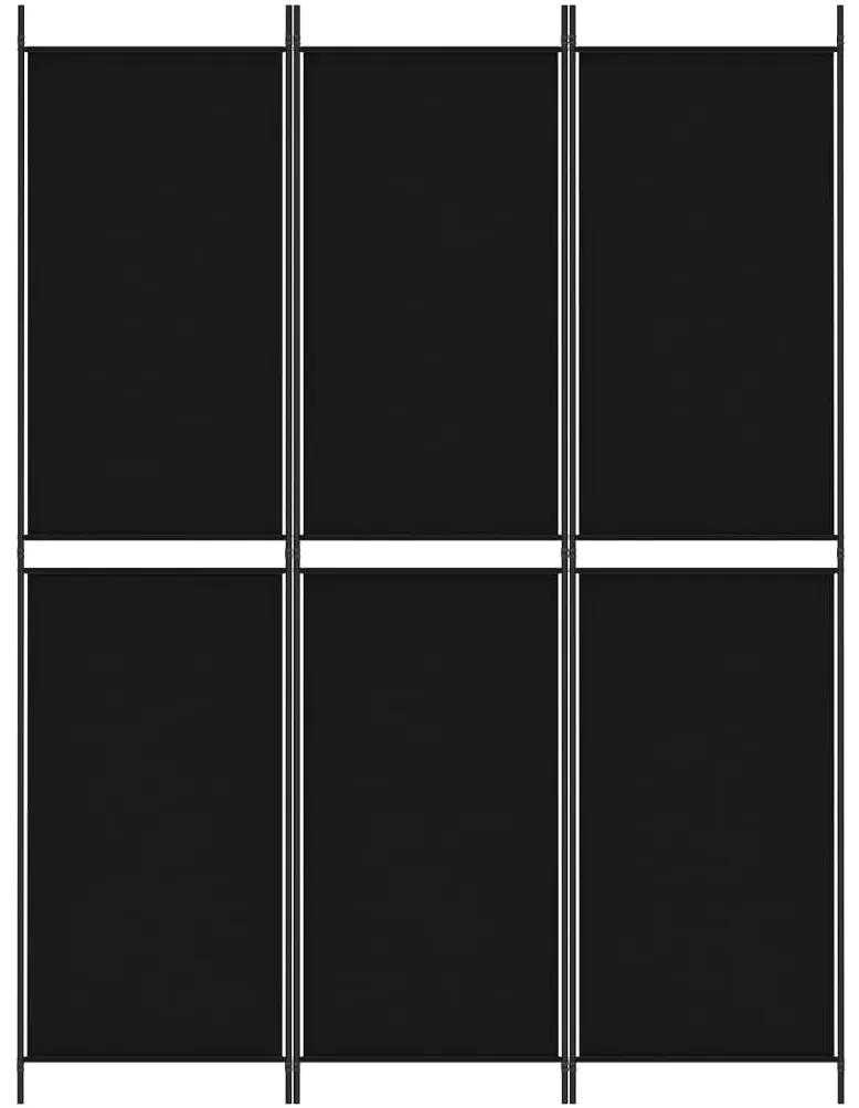 Paravan de camera cu 3 panouri, negru, 150x200 cm, textil Negru, 150 x 200 cm, 1