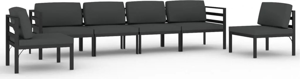 vidaXL Set mobilier de grădină cu perne, 6 piese, antracit, aluminiu