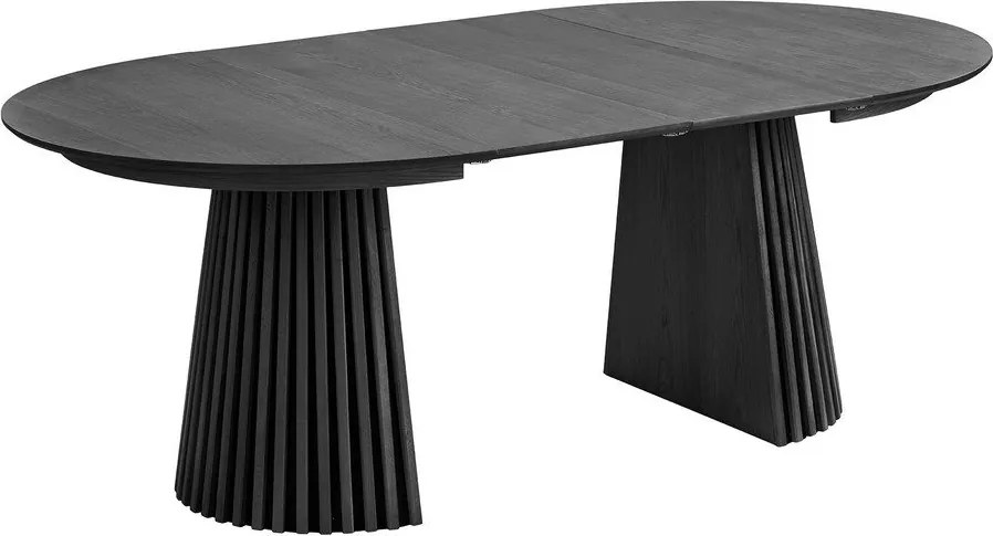 Masă de dining rotundă extensibilă cu blat cu aspect de lemn de stejar cu blat suplimentar ø 120 cm Osaka – House Nordic