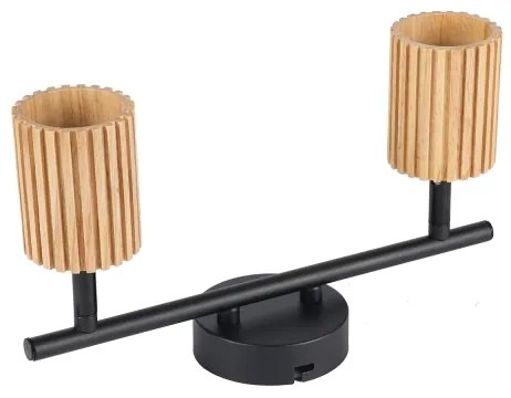 Brilagi - Lampă spot MODERN WOOD 2xGU10/8W/230V lemn de cauciuc/negru