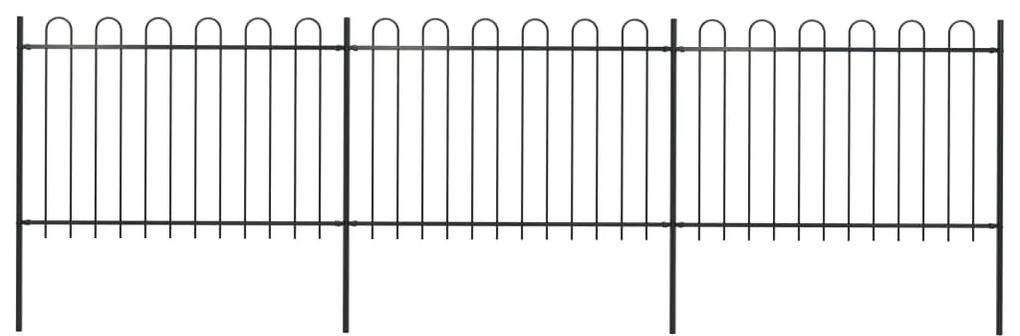 Gard de gradina cu varf curbat, negru, 5,1 x 1,2 m, otel 1, 1.2 m, 5.1 m
