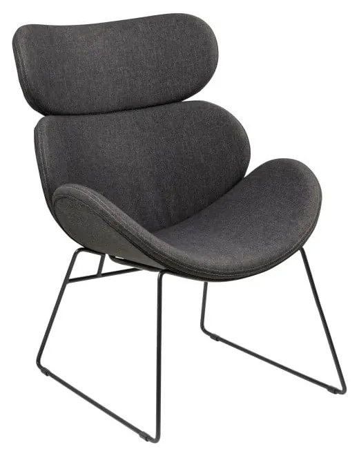 Fotoliu cu picioare negre Actona Cazar, gri închis