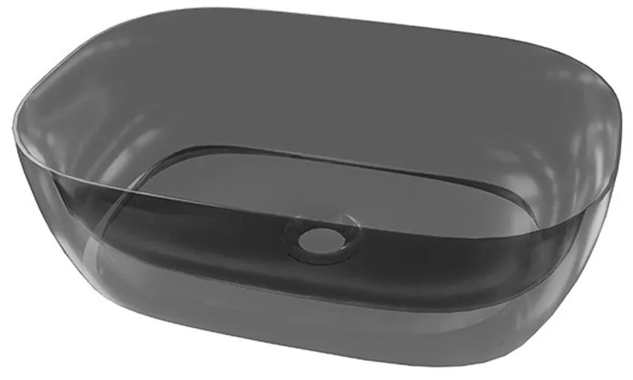 Lavoar pe blat Rune Eirik dreptunghiular 50 cm negru lucios rasina transparenta