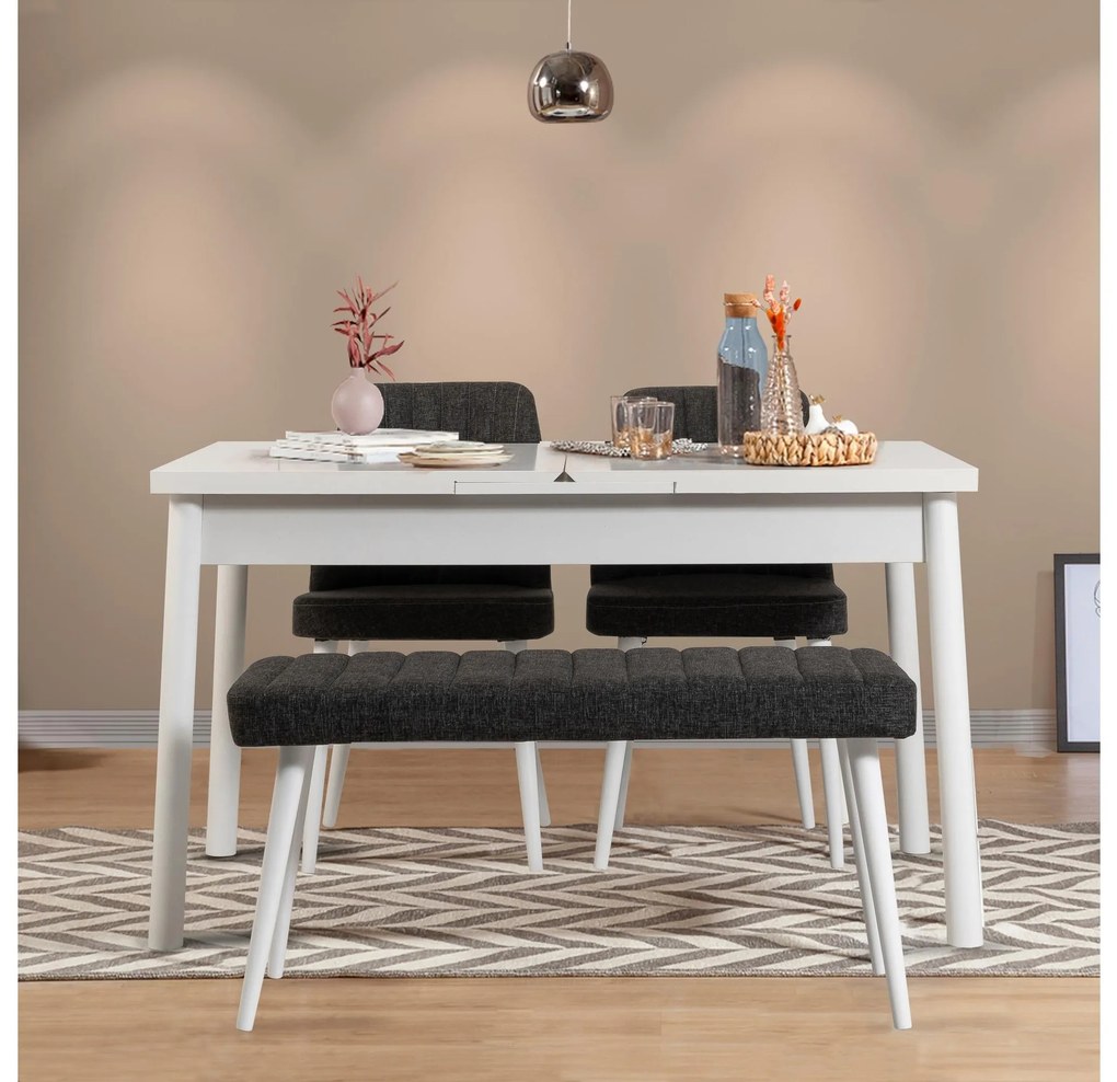 Set mobilier sufragerie Dobuse 2 (alb + antracit) (pentru 4 persoane). 1093787
