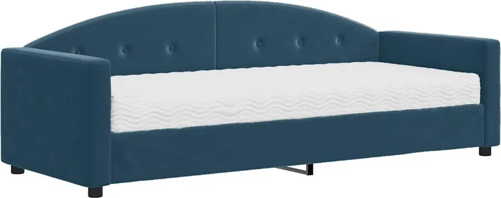 vidaXL Pat de zi cu saltea, albastru, 80x200 cm, catifea
