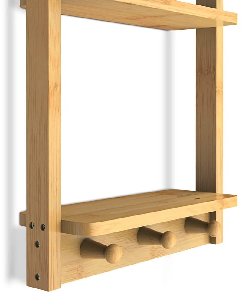 Raft suspendat pentru baie BAMBOO, 28,5x10x70cm, 3 rafturi, maro Casaria