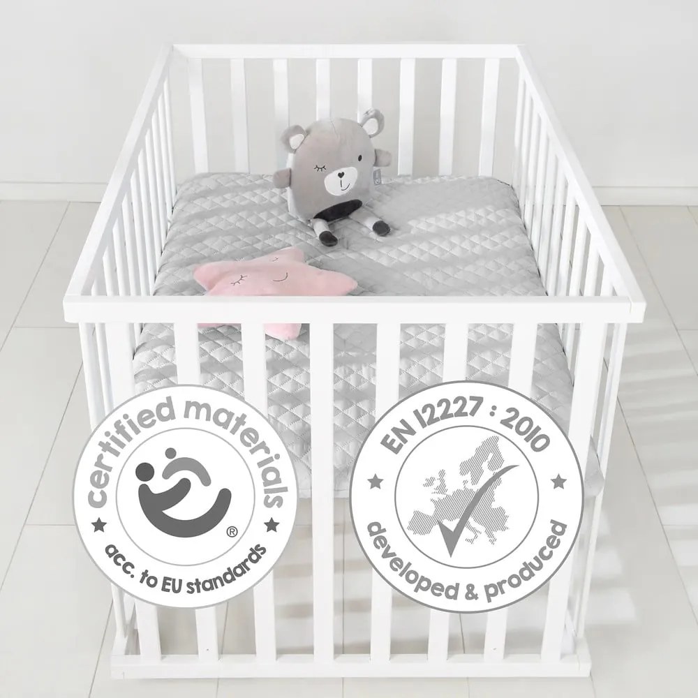 Țarc pentru copii alb cu roți 100x75 cm Style – Roba