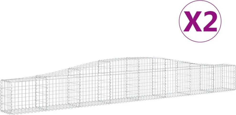 vidaXL Coșuri gabion arcuite 2 buc, 400x30x40/60 cm, fier galvanizat